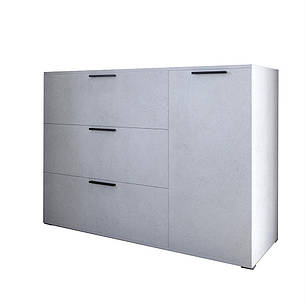 Комод LION Краш з трьома висувними шухлядами та закритими полицями Бетон style (LION-044147), фото 2