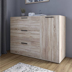 Комод LION Краш з трьома висувними шухлядами та закритими полицями Дуб сонома (LION-044153), фото 1