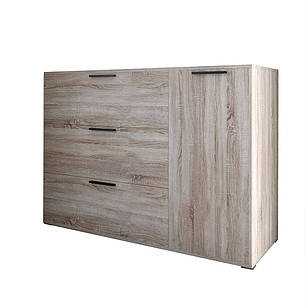 Комод LION Краш з трьома висувними шухлядами та закритими полицями Дуб сонома (LION-044153), фото 2