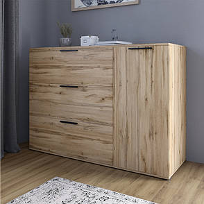 Комод LION Краш з трьома висувними шухлядами та закритими полицями Дуб аппалачі (LION-044155), фото 1