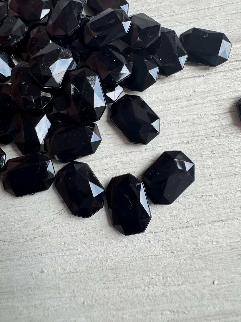 Кабошон "  Прямокутник 14 * 10 мм  " чорний  50  шт