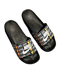 Чоловічі шльопанці Nike Just Do It Найк сланці літні тапки чорно-білі