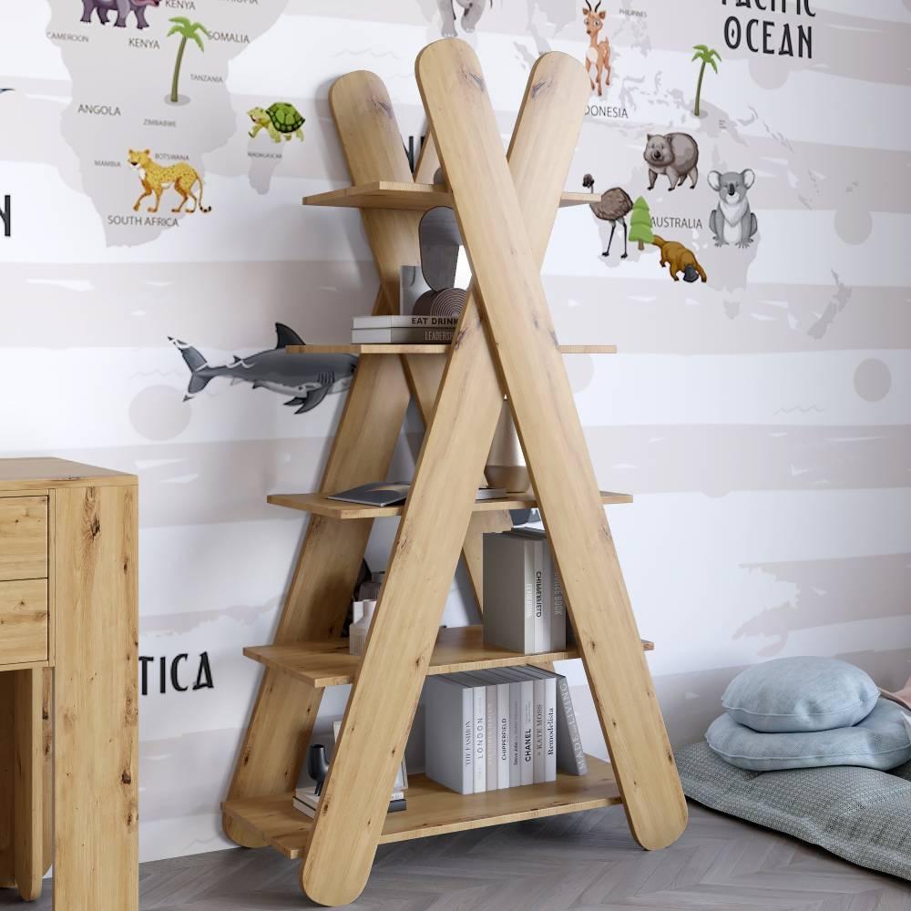 Стелаж відкритий із 5 полицями LION Інді Дуб артизан (LION-041609)