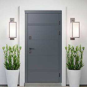Вхідні двері до будинку з терморозривом Альянс з атмосферостійким покриттям plastid 7016/дуб шале графіт