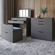 Комод-трюмо із дзеркалом, нішею під сидінням та шухлядою LION Азія Антрацит (LION-041662)