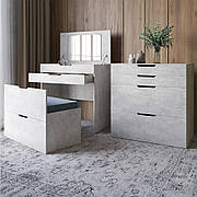 Комод-трюмо із дзеркалом, нішею під сидінням та шухлядою LION Азія Бетон (LION-041663)