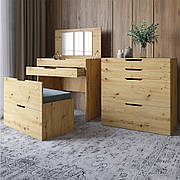 Комод-трюмо із дзеркалом, нішею під сидінням та шухлядою LION Азія Дуб Артизан (LION-041668)