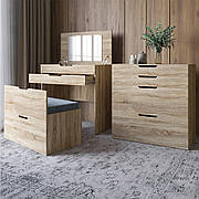 Комод-трюмо із дзеркалом, нішею під сидінням та шухлядою LION Азія Дуб Сонома Трюфель (LION-041671)