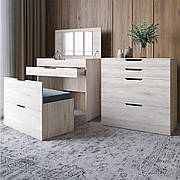 Комод-трюмо із дзеркалом, нішею під сидінням та шухлядою LION Азія Самоа Димчастий (LION-041675)