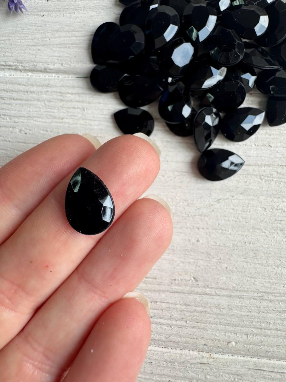 Кабошон "  Капля 14*10 мм    " чорний  50  шт