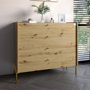 Комод із 4 шухлядами LION Wood із золотими ніжками 100х90х45 см Дуб Артизан (LION-042964), фото 1