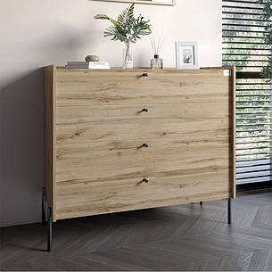 Комод із 4 шухлядами LION Wood із чорними ніжками 100х90х45 см Дуб Аппалачі (LION-042977), фото 1