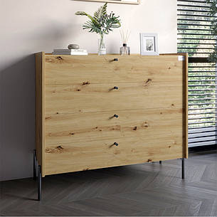 Комод із 4 шухлядами LION Wood із чорними ніжками 100х90х45 см Дуб Артизан (LION-042978), фото 1