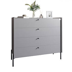 Комод із 4 шухлядами LION Wood із чорними ніжками 100х90х45 см Кашемір (LION-042982), фото 2