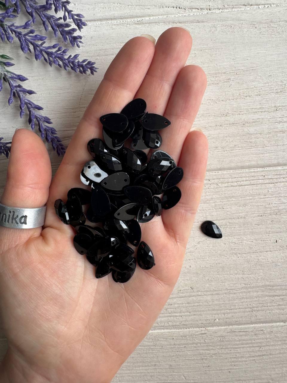 Кабошон "  Капля пришивна 13 * 8    " чорний  50  шт