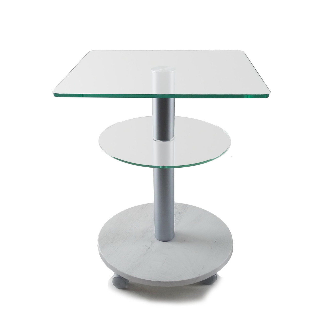 Скляний стіл круглий Commus Bravo Light400 Kv6 satin-sosnak-alm60