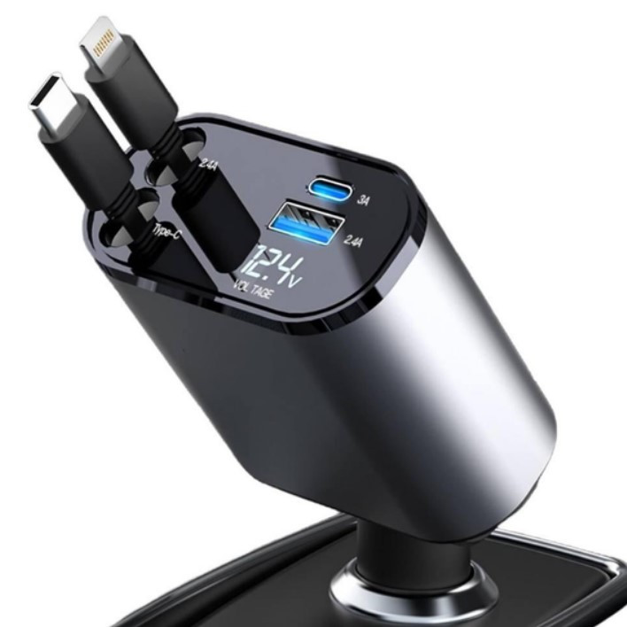 Зарядний пристрій в прикурювач зі швидкою зарядкою 4в1 Type-C, фото 1