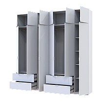 Розпашна Шафа для одягу Doros Лукас Білий 3+3 ДСП 240х50х240 (42005106), фото 2