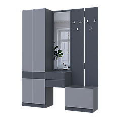 Передпокій Doros Сола Графіт/Сірий ДСП / дзеркало 165х40х215 (42005146)