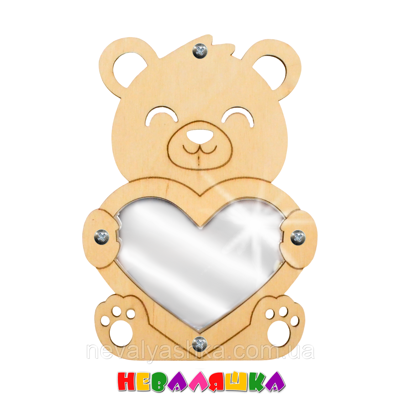 Заготовка для Бізіборду Ведмедик + Дзеркальний Полістирол 14 см Деталь для Великого Бізікуба