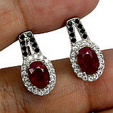 Сережки. Натуральний рубін і шпінель. Срібло 925., фото 3