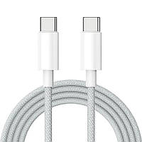 Кабель USB-C | USB-C PD 60 W (1 м) у тканинному обплетенні Woven для Apple MacBook/iPad/ iPhone OEM Білий