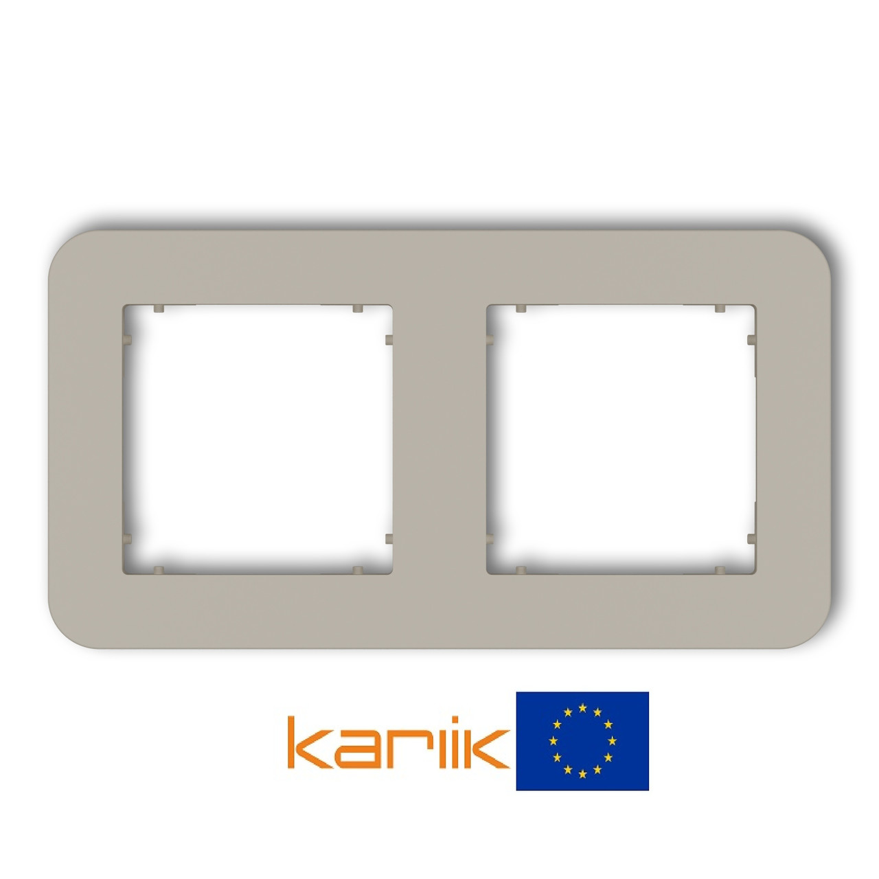 Рамка 2-місна Karlik MINI 60MRTZ-2 сіро-коричнева закруглена універсальна (для розеток та вимикачів), фото 1