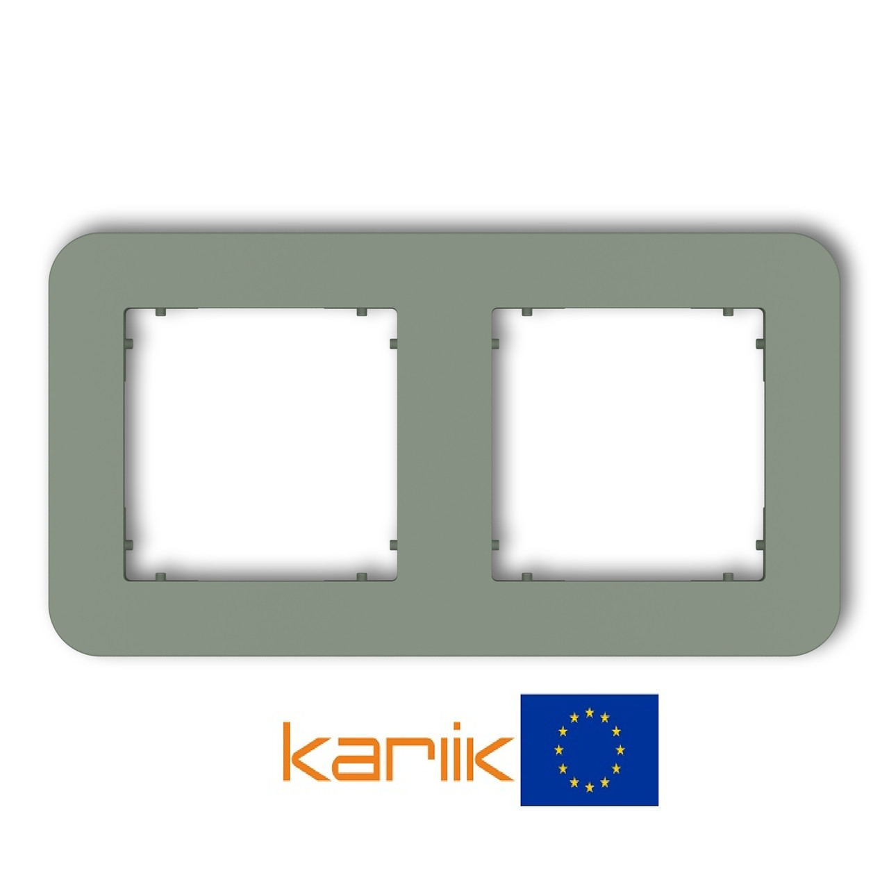 Рамка 2-місна Karlik MINI 61MRTZ-2 шавлія закруглена універсальна (для розеток та вимикачів), фото 1