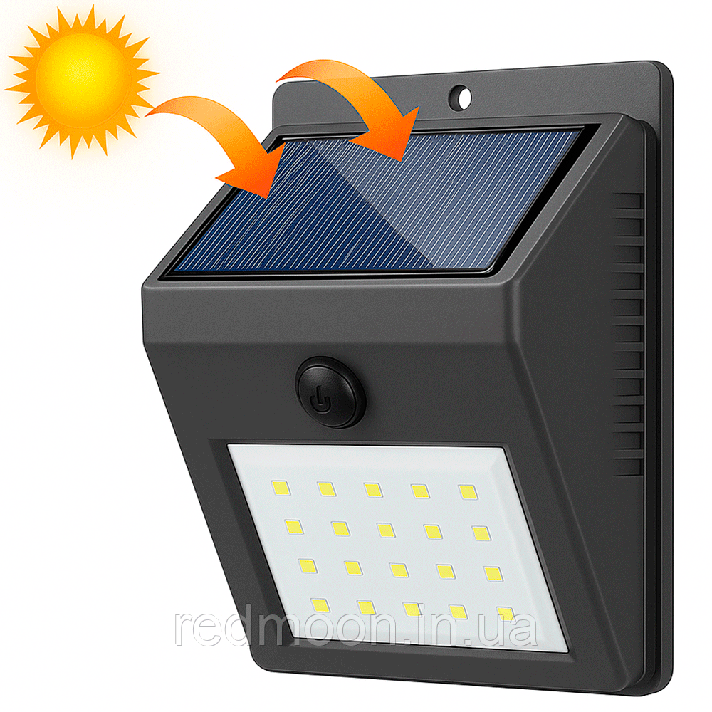 Вуличний ліхтар на сонячній батареї 4W, 20 LED / Настінний прожектор / Фасадний світильник, фото 1