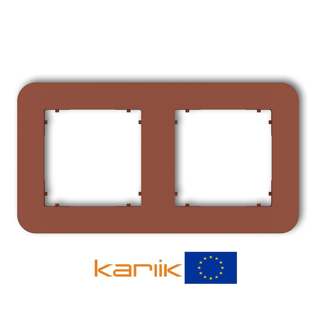 Рамка 2-місна Karlik MINI 63MRTZ-2 теракота закруглена універсальна (для розеток та вимикачів), фото 1