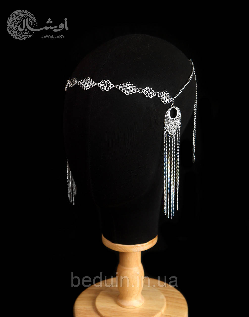 Етно — прикраса на голову, антична тика "Айліна" тіара — срібляста, для фотосесії Aushal Jewellery, фото 1