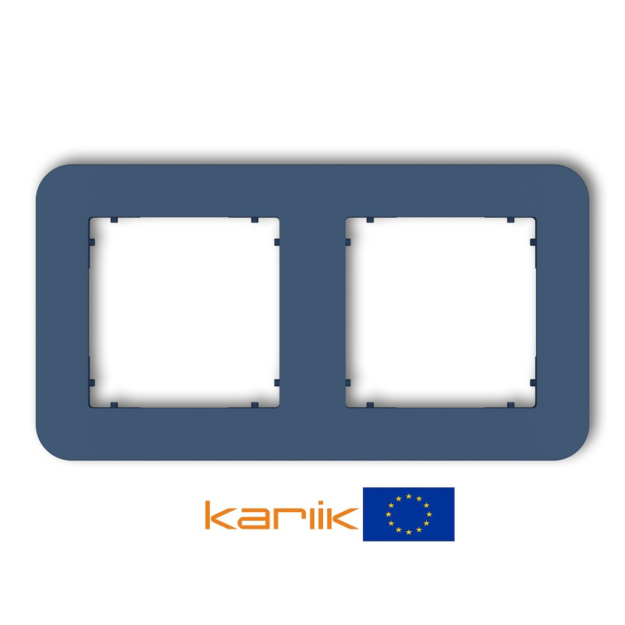 Рамка 2-х місцева Karlik MINI 64MRTZ-2 темно-синя закруглена універсальна (для розеток і вимикачів), фото 1