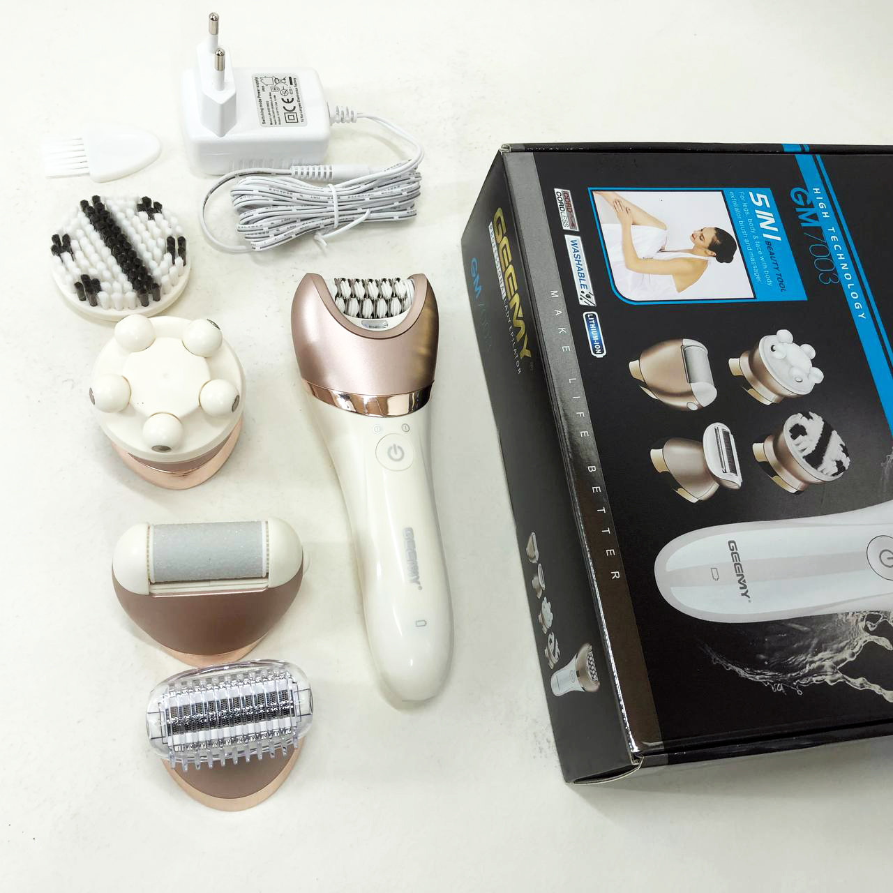 Пілінг для педикюру для ніг GEMEI, Епілятор домашній акумуляторний з насадками Епілятори всіх зон IX-95, фото 1