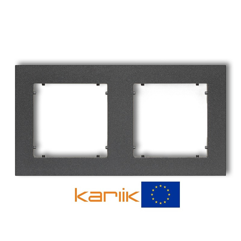 Рамка 2-х місцева Karlik MINI 11MR-2 графітова універсальна (для розеток і вимикачів), фото 1