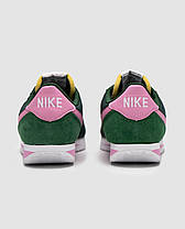 Жіночі кросівки Nike Cortez Green Pink Найк Кортез зелені з рожевим нейлон шкіра замша весна літо, фото 4