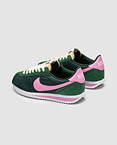 Жіночі кросівки Nike Cortez Green Pink Найк Кортез зелені з рожевим нейлон шкіра замша весна літо, фото 3