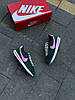 Жіночі кросівки Nike Cortez Green Pink Найк Кортез зелені з рожевим нейлон шкіра замша весна літо, фото 8