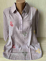 Сорочка жіноча однотонна з вишивкою льон