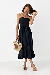 Сарафан на бретелях із воланом — чорний колір, M (є розміри)