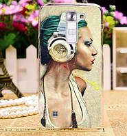 Силиконовый бампер с картинкой для LG K7 x210 Девушка в наушниках