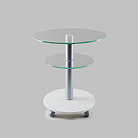 Стекляний стіл круглий Commus Bravo Light425 K clear-white-alm60