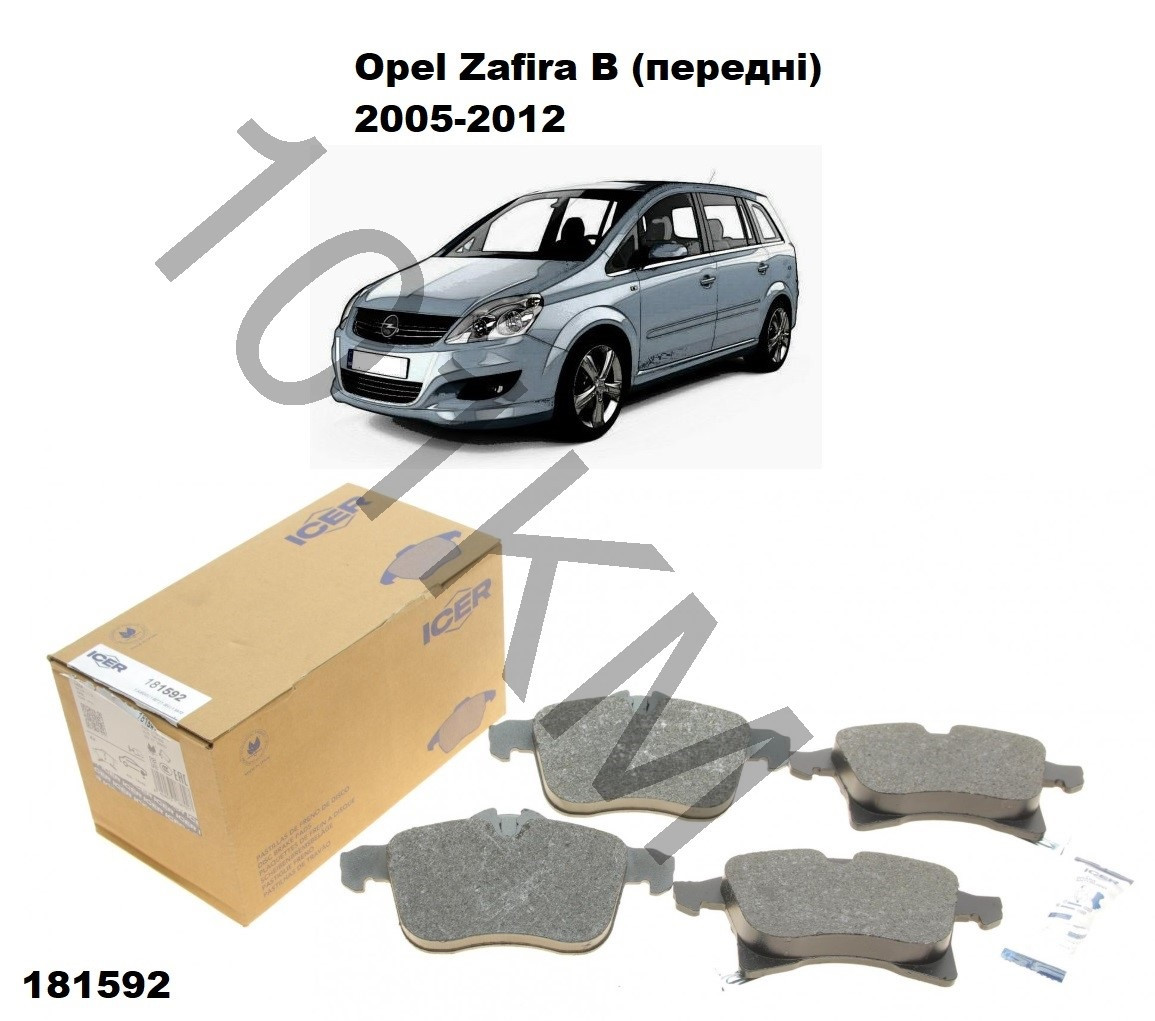 Комплект гальмівних колодок (передні) Opel Zafira B (2005-2012) ICER, фото 1