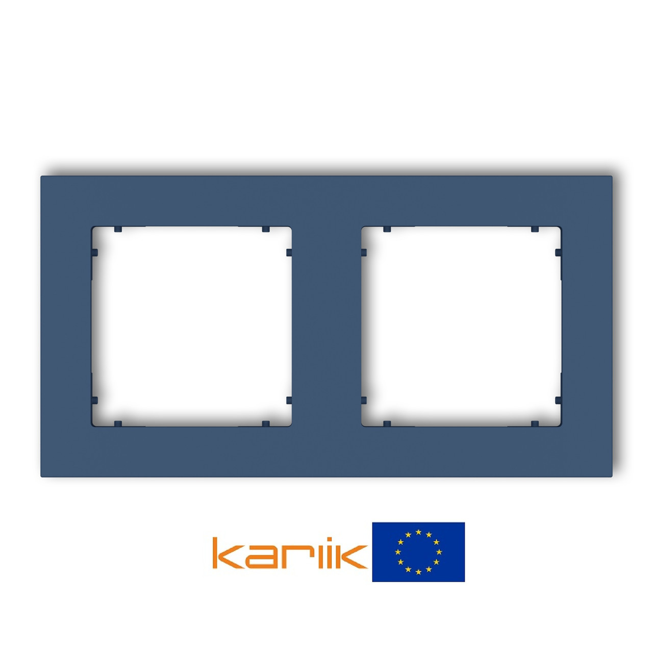 Рамка 2-місна Karlik MINI 64MR-2 темно синя універсальна (для розеток та вимикачів), фото 1
