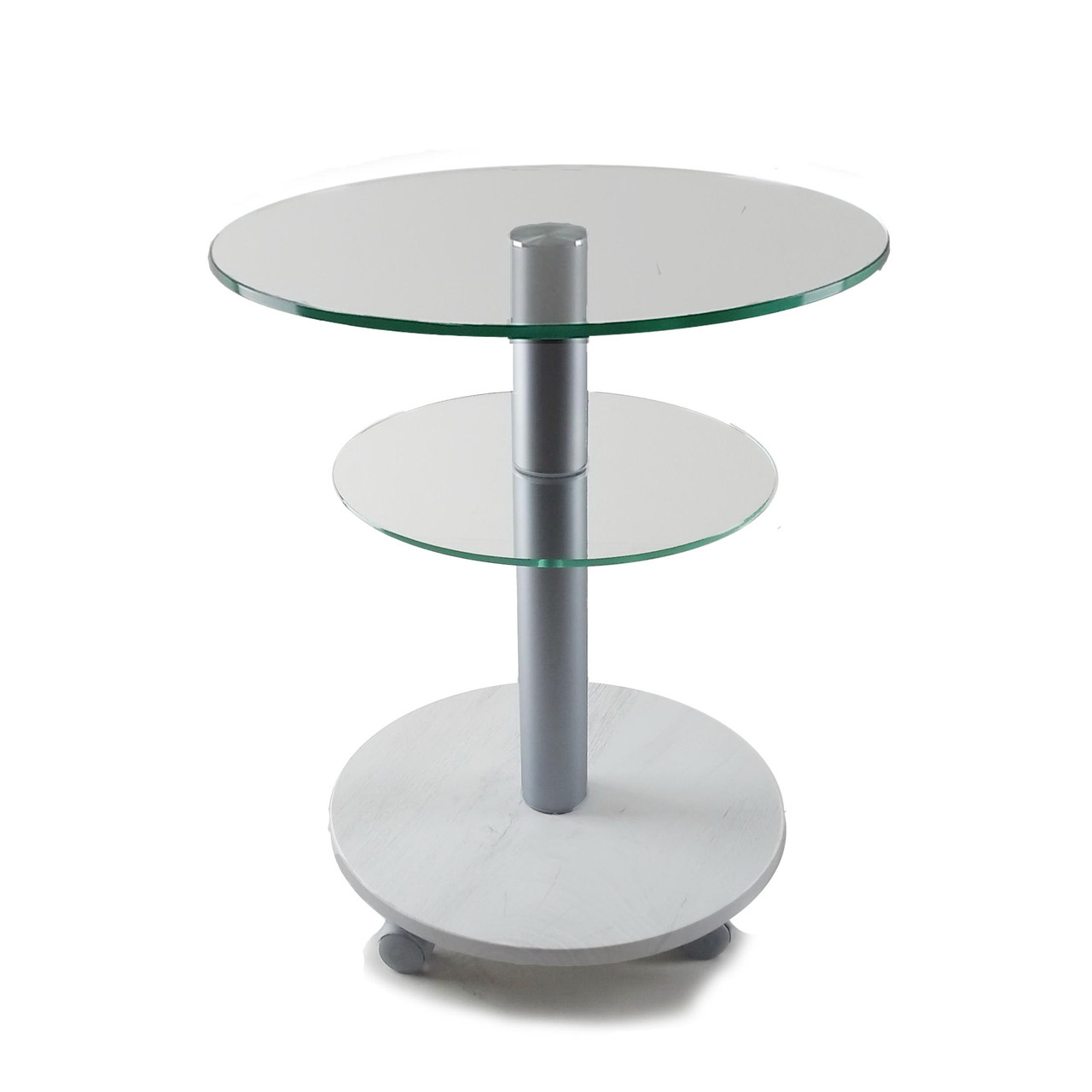 Скляний стіл круглий Commus Bravo Light 425 K clear-sosnak-alm60, фото 1