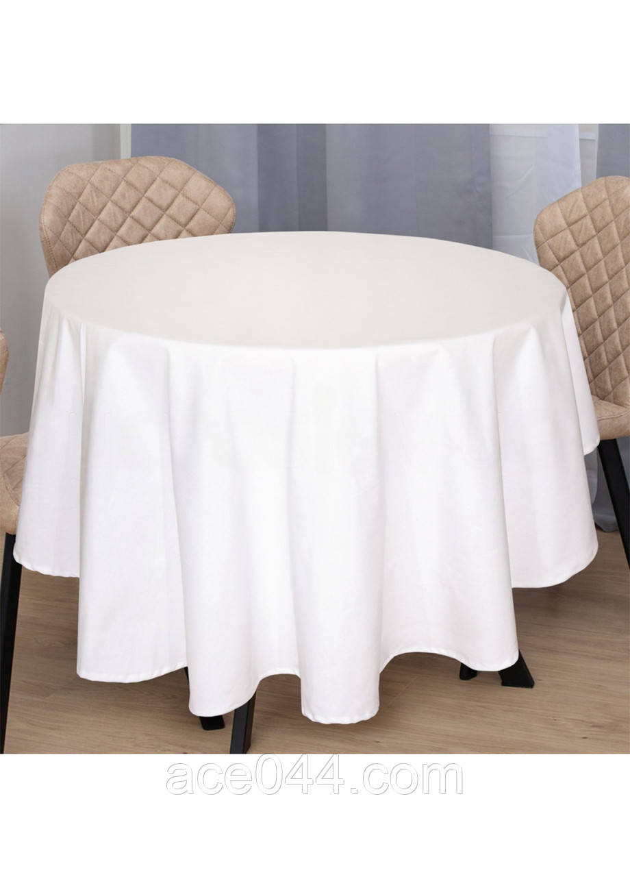 Скатертина кругла біла бавовна Ярослав діаметр 150 см, фото 1