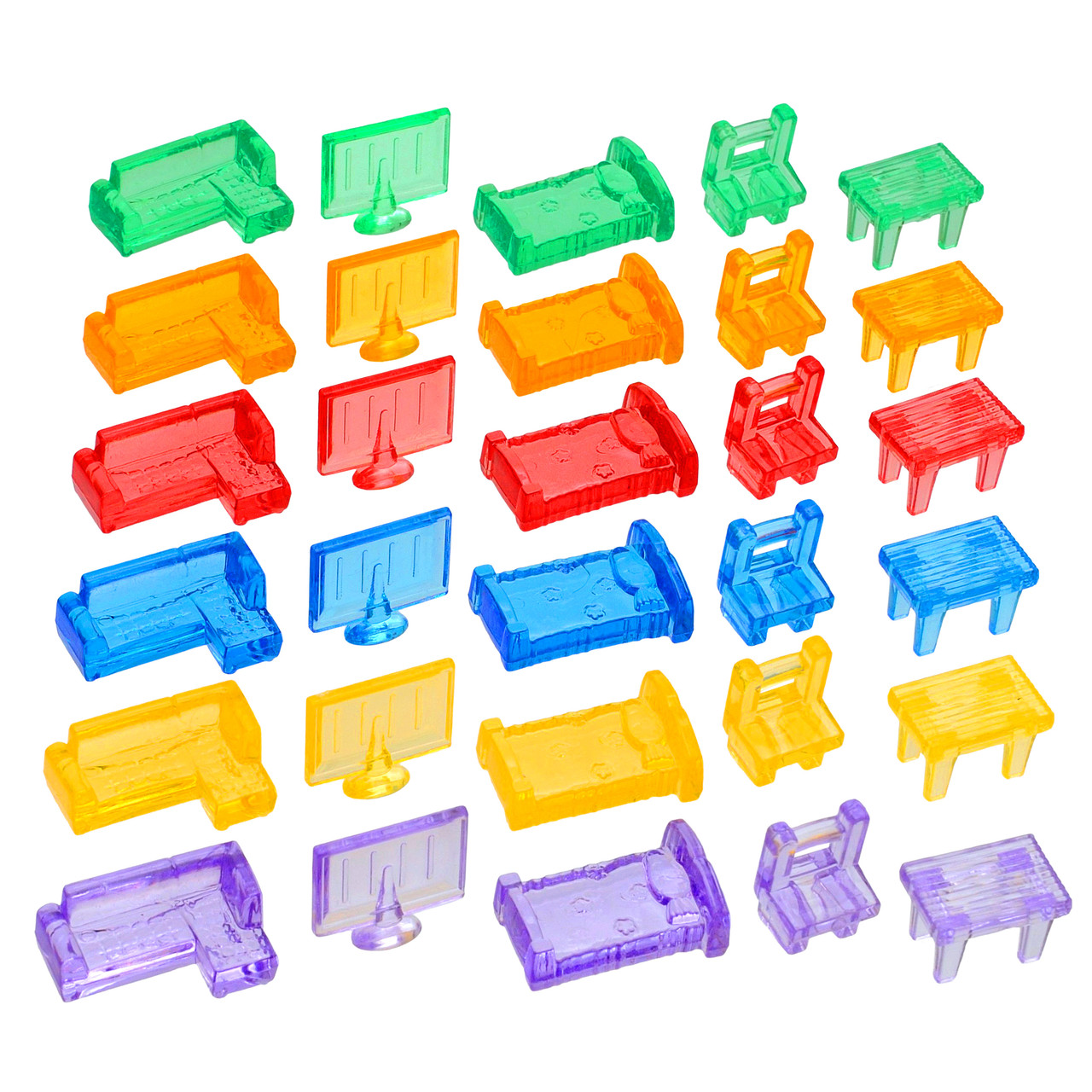 Прозорі фігурки Меблі (30 шт.) для сортування, рахунку та сенсорних ігор, фото 1