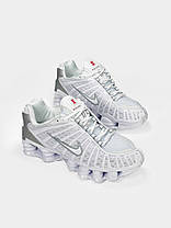 Кросівки Nike Shox All White Найк Шокс білі текстиль весна літо для дівчат і хлопців, фото 5