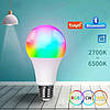 Розумна світлодіодна лампочка Wifi, TUYA, 9 Вт, Bluetooth, RGB/лампочка з керуванням через телефон, фото 2