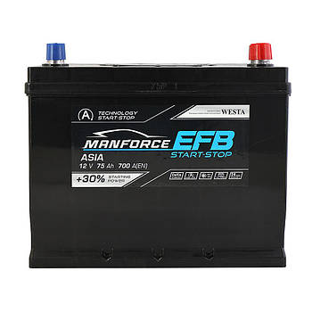 Автомобільний акумулятор MANFORCE EFB Asia 75Ah 700A R+ (D26)