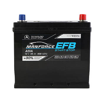 Автомобільний акумулятор MANFORCE EFB Asia 65Ah 600A R+ (D23)